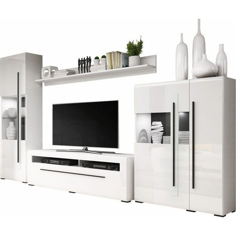 Conjunto de salón Ophsalu 111, Blanco + Blanco brillante (1/5)