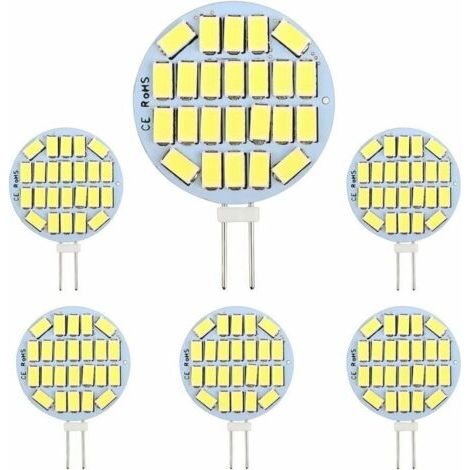 Ampoules LED G4 3W - AC12-24V - 300LM Blanc Froid 6000K - 24x5730 SMD - Équivalent à une Ampoule Halogène 30W - Non-Dimmables - Lot de 6 - Pour Éclairage d'Armoire et Encastré (1/4)