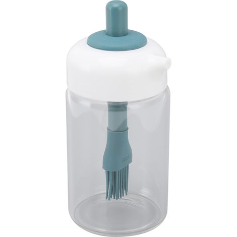 Bouteille d'huile en verre avec pinceau silicone 230ml - distributeur 2 en 1 vert foncé pour cuisine (1/5)