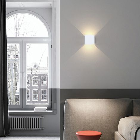 Lampe murale LED extérieure étanche 85-265V 3000-3200K carré aluminium blanc 6W, gradation, luminaire de jardin dimmable (1/5)