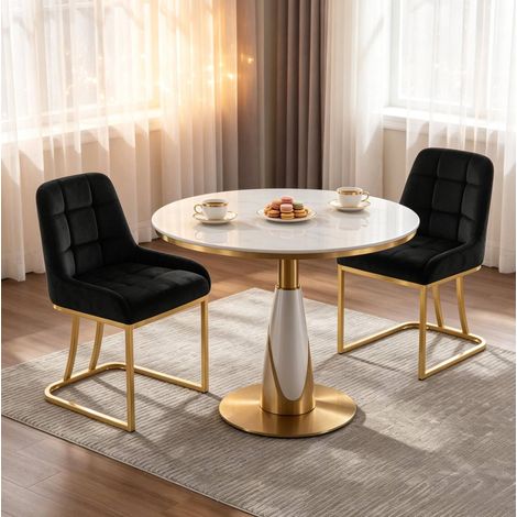 Lote de 2 sillas de terciopelo negro 52,5x42,5x84 cm con patas de metal - MEUBLIV (1/5)