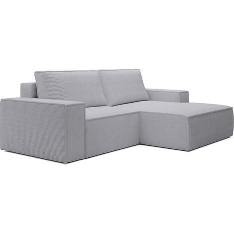 Selsey Farese Mini – Ecksofa mit Cordbezug, Schlaffunktion und Stauraum, Hellgrau, rechts (1/5)