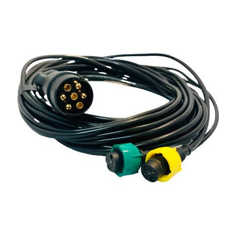 Maxter – Câble d'alimentation pour feux 2 x 7 m – Connecteur jaune pour feux gauches – Prise ronde 7 plots – Pour chantiers humides