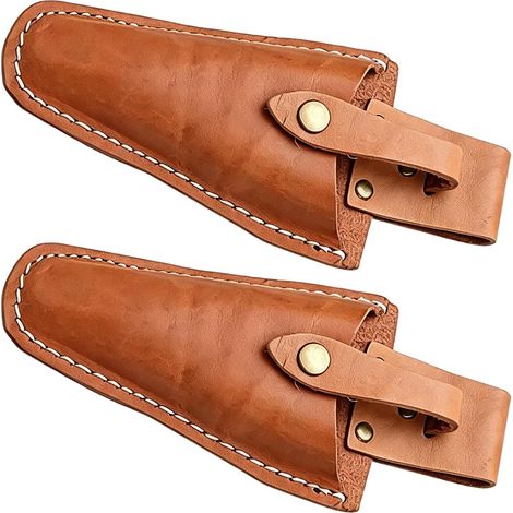 Étui élégant en cuir marron pour sécateur, évitant les coupures (1/5)