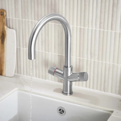 3 in 1 Instant Hot Water Kitchen Tap Mixer Swan Swivel Spout Chrome Finish (1/5)