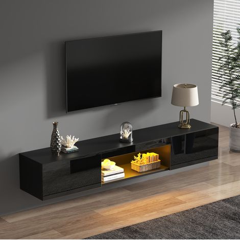 Mobile TV sospeso 160 x 31 x 22 cm con LED, per TV fino a 70 pollici, nero HAVRYA (1/5)