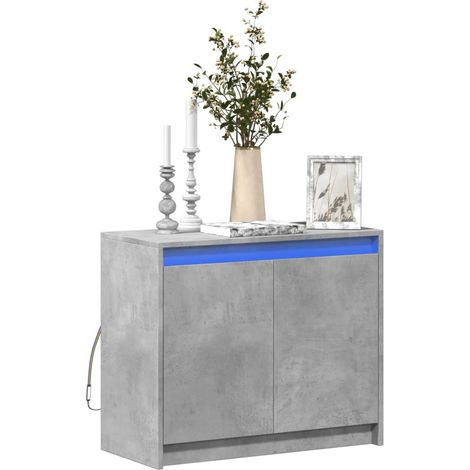 LED-Sideboard Betongrau 72x34x61 cm Holzwerkstoff