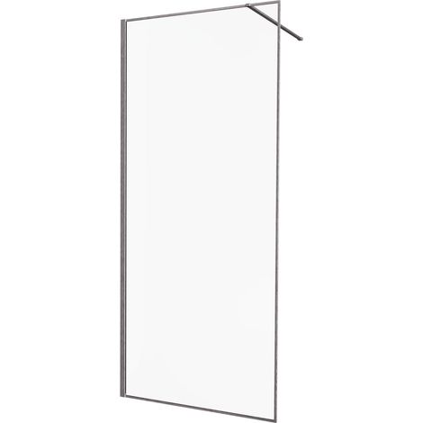 KINEDO - Paroi Douche Solo Design+ - Verre 6 mm Traité Anti-Calcaire - Profilé & Cadre Fin Aluminium Finition Graphite Brossé - Fabriquée en France - L.80 x H.200 cm - Verre Transparent (1/5)