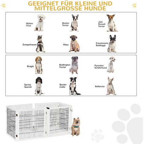 Barrière pliable pour chien 432x36x70 cm en pin blanc (1/4)