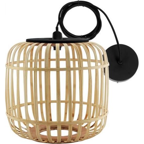 Lampe à suspension - JUANIO - Bambou naturel - Ø28 x H26 cm - Câble 1,5 m (1/3)