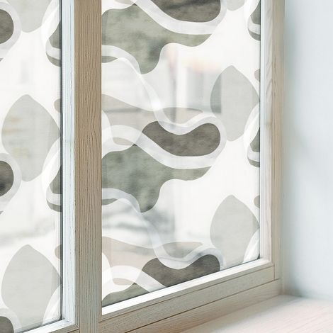 Klebefolie 100x100 cm Sichtschutzfolie Fenster Selbstklebend PVC Milchglas Dekorativ Dekorfolie Blickdicht Folie für Badezimmer Organisches Muster