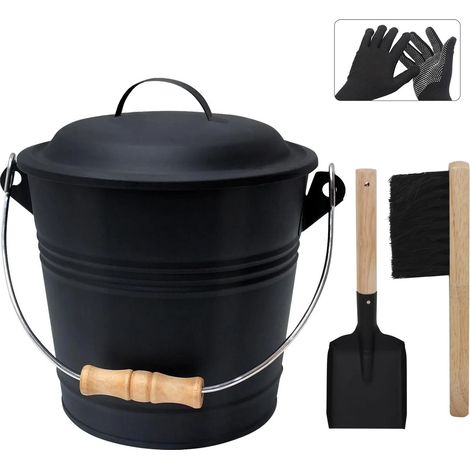 Gants balai Poofzy Ash Bucket avec couvercle pour pelle à poussière, 4,9 (1/5)