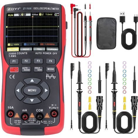 2-Channel Digital Multimeter Oscilloscope, 3.5-inch Color Screen, 25000 Counts, 50MHz, Portable (1/5)