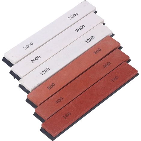 Lot de 6 pierres à aiguiser pour couteaux, grains 180, 400, 800, 1200, 2000 et 3000, pour affûter les lames. (1/5)
