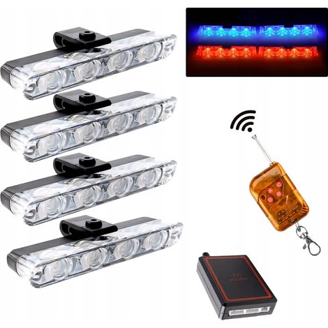4x LED BLAU ROT BLINKEND WARNLAMPE FERNBEDIENUNG 4xSMD IN STOßSTANGE (1/5)