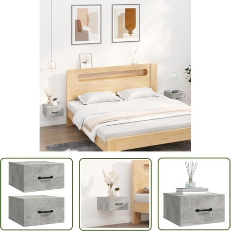Tables de chevet murales 2 pcs Gris béton 35x35x20 (1/5)