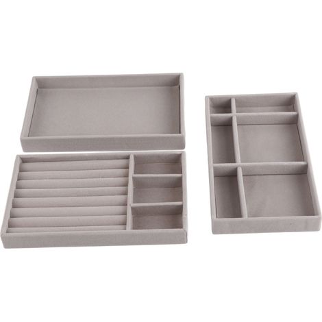 3 Pièces Plateaux Empilables pour Bijoux - Présentoir Organisateur pour Boucles d'Oreilles, Colliers et Bagues (1/5)