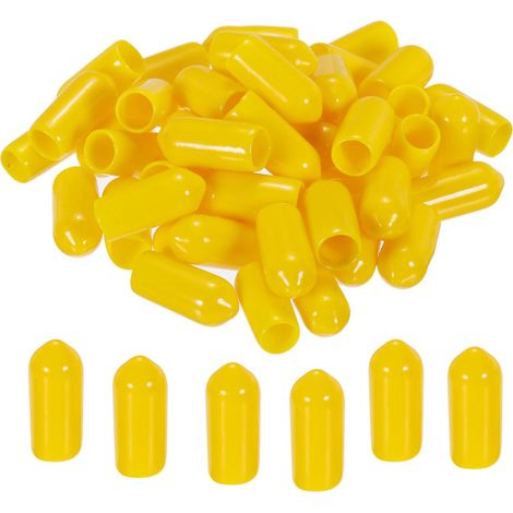 50pcs 6mm Caoutchouc Fin Capuchons Couvercle PVC Vinyle Jaune (1/5)