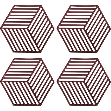 Dessous de plat en silicone, dessous de verre fleuris, maniques et dessous de plat pour plans de travail et casseroles, décoration de cuisine hexagonale bohème, dessous de plat antidérapants et résist (1/5)
