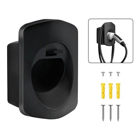 Wallbox Type 2 Cable Wall Mount Type 2 Charger Holder for Electric Car with IEC 62196-2 Connector EV Organizer Cable Accessory Charging Station, Black, 15 x 10 x 6.5 cm (1/5)
