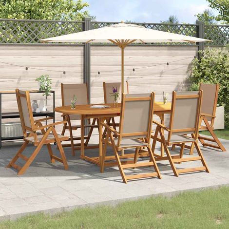Juego comedor de jardín 7 pzas madera maciza acacia y textileno (1/5)