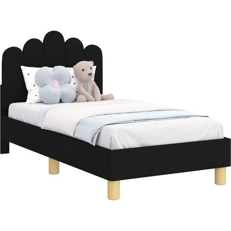 Toddler Bed Frame with Headboard Black 70 x 140 cm Fabric vidaXL