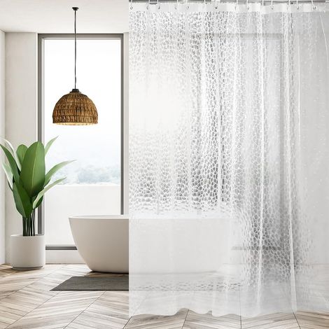 1 Rideau De Douche 200x200 Cm Eva Imperméable Anti Moisissure Avec 13 Crochets Pour Salle De Bain (1/5)
