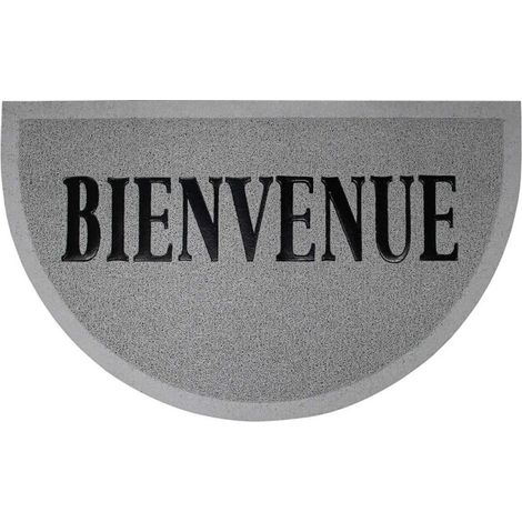 Tapis d'Entrée Demi-Lune "Maison" 45x75cm Gris & Noir (1/2)