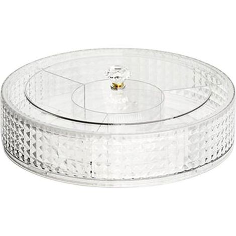 1 plateau de fruits, rond avec compartiments et couvercle, en acier inoxydable et PP transparent, idéal pour service table ou rangement cuisine (1/5)