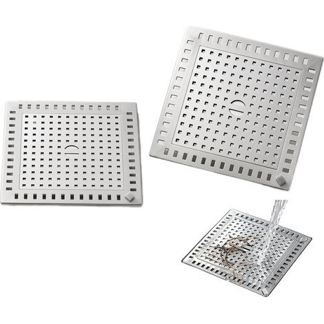 Filtre Cheveux Douche 2 Pièces 123x123mm Anti Colmatage Grille douche, anti cheveux, salle de bain, cuisine, réutilisable, facile nettoyer, durable, silicone, écoulement (1/5)