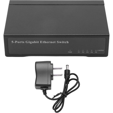 Commutateur Ethernet non géré 5 ports en alliage d'aluminium, splitter réseau de bureau, prise US 100-240V, vitesse 1000M/s (1/4)