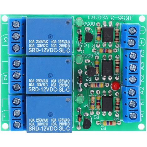 3-Kanal-Hochansprech-Relaismodul mit Optokoppler-Isolation, 12 V DC, 10 A (1/5)