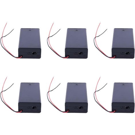 Boîtier de rangement avec connecteur pour batterie 6 cellules 3,7 V et 2 cellules 18650, avec interrupteur et fils de connexion. (1/5)