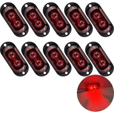Lntyq 10X 2 LED Feux de Marquage Latéral 12 / 24V Feux De Gabarit LED Remorque Lampe 3000K LumièRe D’Avertissement Pour Camion Rv Caravane (Rouge)