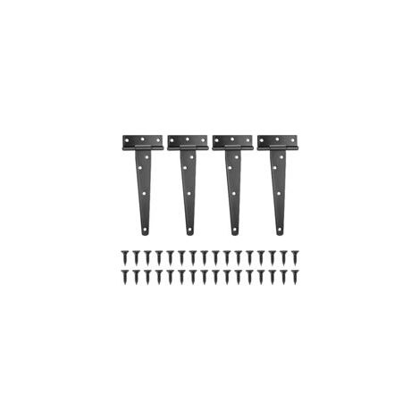 4er-Set T-Scharniere, schwarze Scheunentorscharniere, Türscharniere, Edelstahl - Crezuo