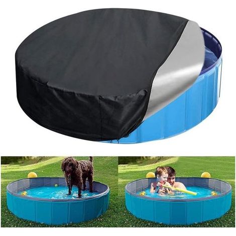 Housse de protection pour piscine ronde en tissu Oxford avec cordon de serrage, imperméable et anti-poussière, pliable, 160x30 cm (1/2)