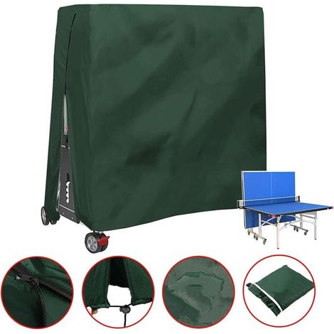Telo di copertura impermeabile in tessuto Oxford per tavolo da ping pong, 185 x 165 x 70 cm, colore verde, per esterni. (1/2)