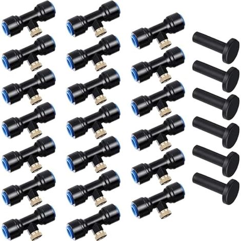 Système D'irrigation Système de Brumisateur Extérieur Kit, 20 pièces Buse de Pulvérisation en Laiton pour Jardin, Atomiseur Buse pour Jardin Terrasse Patio Bricolage, Bleu (1/5)
