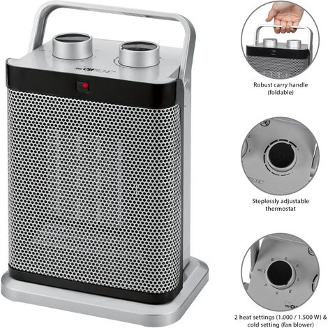 Clatronic HL 3631 calefactor de apoyo cerámico plateado (1/5)