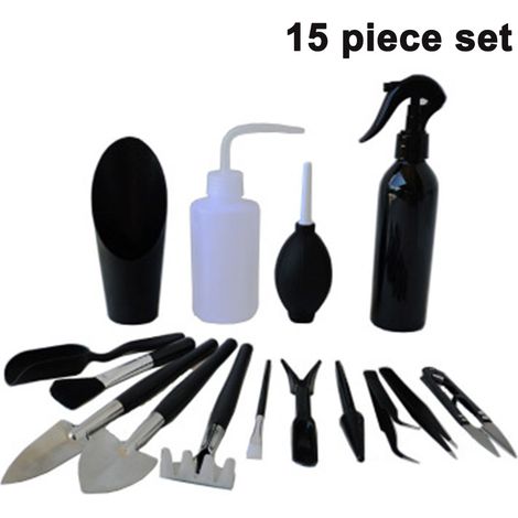Ensemble de 15 outils de transplantation, mini-outils de jardinage pour plantes succulentes, petit ensemble d'outils de jardinage manuels pour l'entretien des plantes de jardin miniature féerique d'in