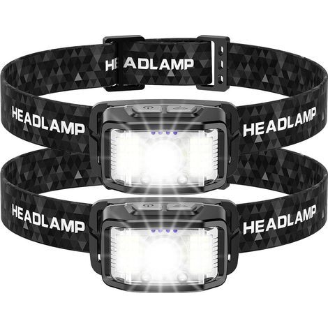 Paquete de 2 linternas frontales LED ultra potentes, 2000 lúmenes, sensor de movimiento, para pesca, camping, ciclismo y running. (1/5)