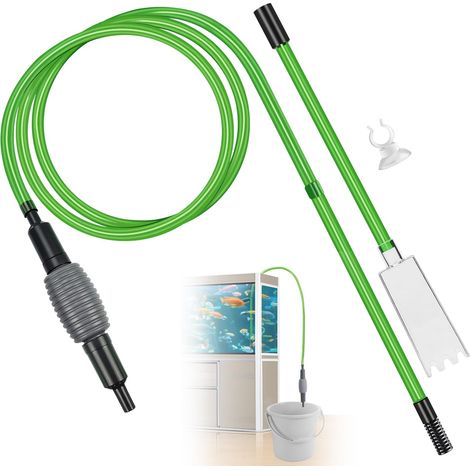 Kit de Aspirateur Nettoyage Aquarium avec 1 Pince Fixe, 1 Pompe Siphon Manuelle, 1 Tuyau PVC 1.8m et 2 Rallonges, Équipement Nettoyeur pour Changement Eau, Débris Déblayer, Nettoyer Gravier et Sable (1/5)