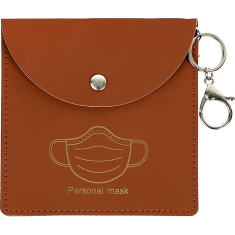 2 Clips de stockage de masque de couleur unie portables Sac de stockage de masque en PU respectueux de l'environnement Sac de masque 11 11CM Marron