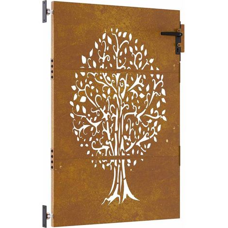 Maison Exclusive - Gartentor 85x125 cm Cortenstahl Baum-Design (1/5)