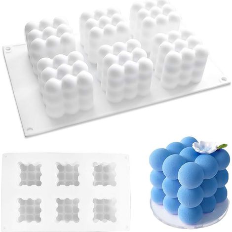 Moules à cubes, moule en silicone pour la cuisson de gâteaux au chocolat et la fabrication de bougies 3D artisanales, outils de bricolage pour mousses, gelées et crèmes glacées. (1/5)