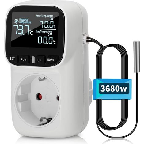 Régulateur de température numérique 230V avec sonde Chauffage Refroidissement Commutateur de température Thermostat Prise pour serre Aquarium Réfrigérateur (1/5)