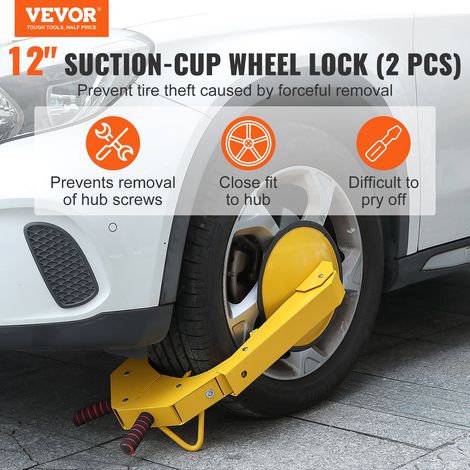 Antivol Voiture Universel Lot de 2 Sabots de Roue Antivol 16-38 cm Bloque-Roue en Acier Q235 Grande Ventouse 30 cm 4 Clés Dispositif de Blocage de Roue pour Véhicules Caravanes Camions Moto SUV (1/5)
