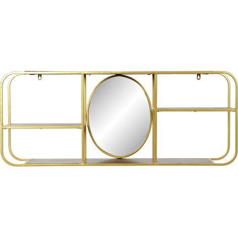Metallspiegel 100x18x40 Gold Metallschelfmaterial Spiegel Holzfarbe Multicolor -Familienspiegel Details (1/4)