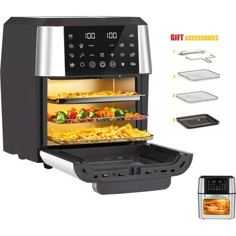 Air Fryer familial 12 L multifonction, friteuse à air chaud sans huile avec commande tactile LED, hublot transparent et grande capacité (1/5)