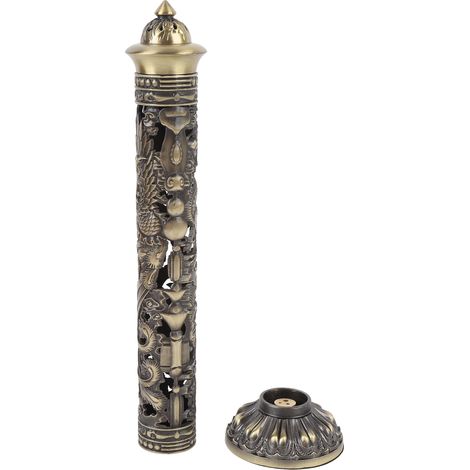 Vertikaler Räucherstäbchenhalter in Drachen- und Phönixform im Retro-Stil für Meditationsraum, Teestube oder Büro, bronzefarben (1/5)